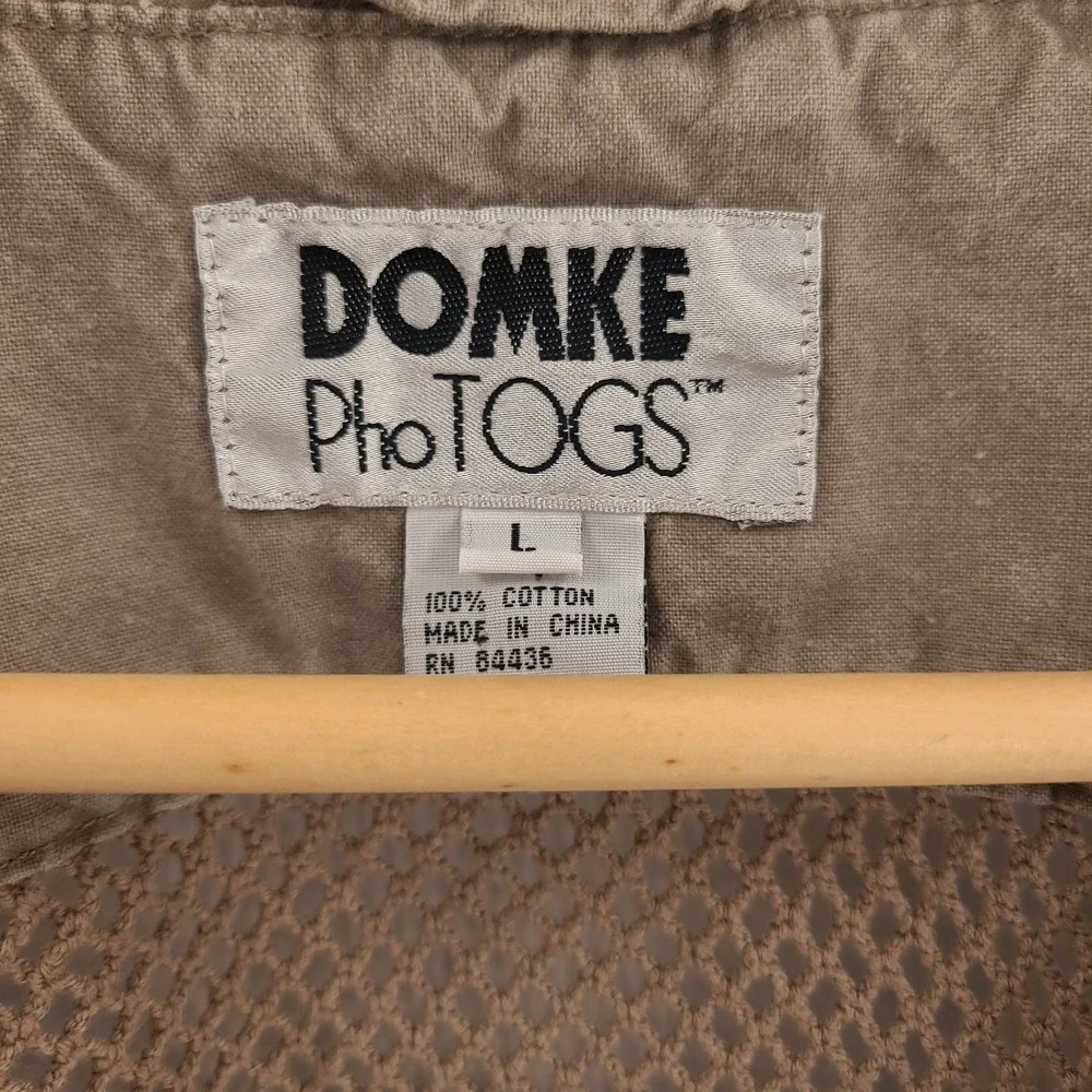 Domke PhoTOGS Mens Large Beige Multi Pocket Vest Photographer Safari Utility